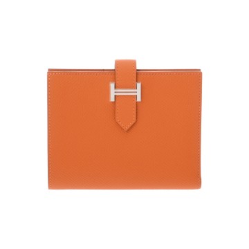 エルメス ベアン コンパクト オレンジ ヴォーエプソン レディース 財布 【未使用】【purse】