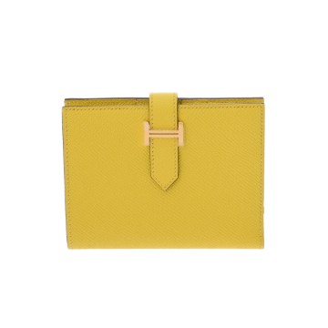 エルメス ベアン コンパクト ジョーヌナプル ヴォーエプソン レディース 財布 【未使用】【purse】