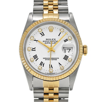 ロレックス デイトジャスト 36 16233G ホワイト/ダイヤモンド メンズ 時計 【中古】【wristwatch】