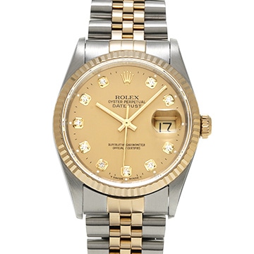 ロレックス デイトジャスト 36 16233G シャンパン/ダイヤモンド メンズ 時計 【中古】【wristwatch】