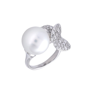 ミキモト ペダル リング #8 0.78ct シルバー K18ホワイトゴールド WG レディース ジュエリー 【中古】【jewelry】