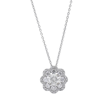 ポンテヴェキオ フラワーモチーフ ネックレス シルバー K18ホワイトゴールド WG レディース ジュエリー 【中古】【jewelry】