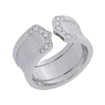カルティエ C2リング ワイド #57 シルバー K18ホワイトゴールド WG レディース ジュエリー 【中古】【jewelry】