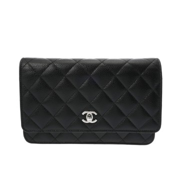 シャネル マトラッセ クラシック チェーンウォレット ブラック キャビアスキン レディース バッグ 【中古】【bag】