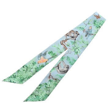 エルメス ツイリー EQUATEUR ブルーシエル/グリーン/オレンジ 061798S シルク100％ レディース 【新品】【other】