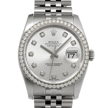 ロレックス デイトジャスト 36 116244G シルバー/ダイヤモンド メンズ 時計 【中古】【wristwatch】