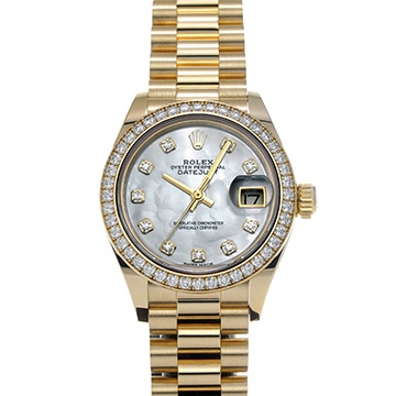 ロレックス レディ デイトジャスト 28 279138RBR ホワイトシェル/ダイヤモンド レディース 時計 【中古】【wristwatch】