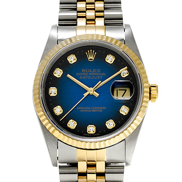 ロレックス デイトジャスト 16233G ブルー・グラデーション/ダイヤモンド メンズ 時計 【中古】【wristwatch】