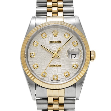 ロレックス デイトジャスト 16233G シルバーコンピュータ/ダイヤモンド メンズ 時計 【中古】【wristwatch】