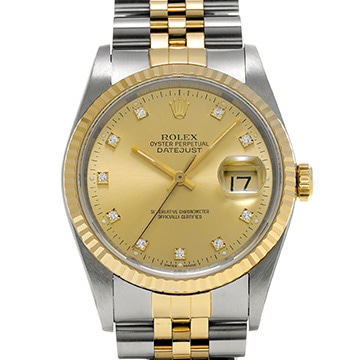 ロレックス デイトジャスト 16233G シャンパン/ダイヤモンド メンズ 時計 【中古】【wristwatch】