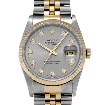 ロレックス デイトジャスト 16233G グレーコンピュータ/ダイヤモンド メンズ 時計 【中古】【wristwatch】