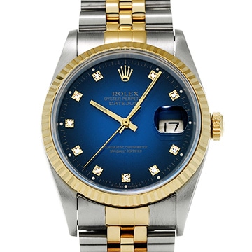 ロレックス デイトジャスト 16233G ブルー・グラデーション/ダイヤモンド メンズ 時計 【中古】【wristwatch】