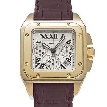 カルティエ サントス 100 クロノグラフ W20096Y1 シルバー メンズ 時計 【中古】【wristwatch】