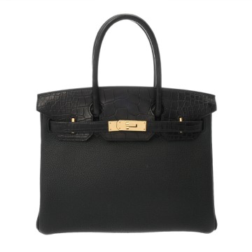 エルメス バーキン 30 タッチ ブラック トゴ/アリゲーターマット レディース バッグ 【中古】【bag】