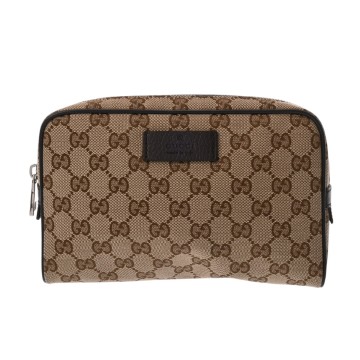 グッチ ウェストポーチ ベージュ/エボニー 449174 GGキャンバス ユニセックス バッグ 【中古】【bag】