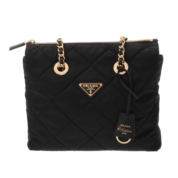 プラダ Re-Nylon チェーントートバッグ Re-Edition1995 ブラック 1BG468 ナイロン レディース バッグ 【中古】【bag】