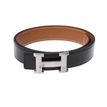エルメス ベルトバックル&リバーシブルベルト  ブラック/ゴールド ボックスカーフ/トゴ メンズ 【中古】【other】