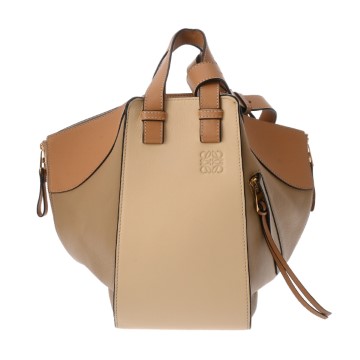 ロエベ ハンモックバッグ スモール ブラウン/ベージュ 326.30KS35 クラシックカーフ/レザー レディース バッグ 【中古】【bag】
