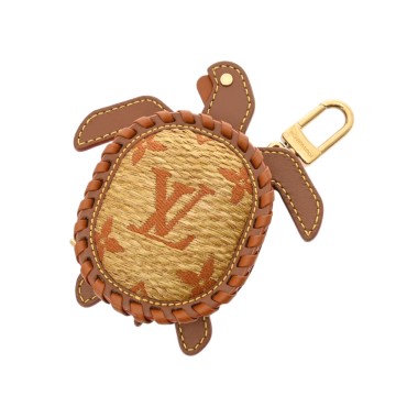 ルイ ヴィトン モノグラム バッグチャーム LV タートルポーチ ブラウン M02576 ラフィア/レザー ユニセックス 【中古】【other】
