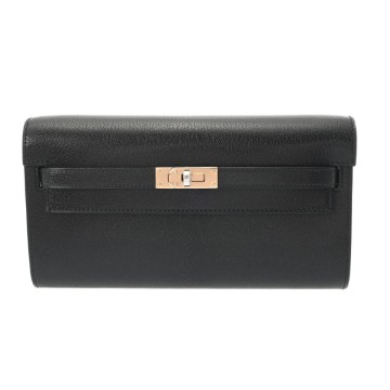 エルメス ケリーウォレット ロングトゥーゴー  ブラック シェーブルシャムキラ ユニセックス 財布 【未使用】【purse】