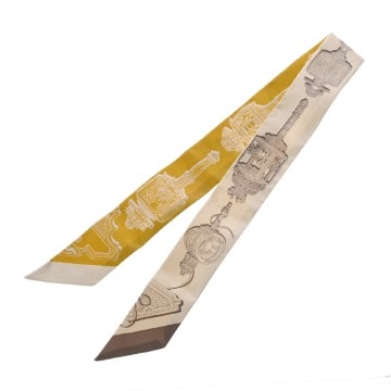 エルメス ツイリー  MERVEILLEUSES LANTERNES ヴァニーユ/ジョーヌパイユ/エトゥープ 063081S シルク100％ レディース 【新品】【other】