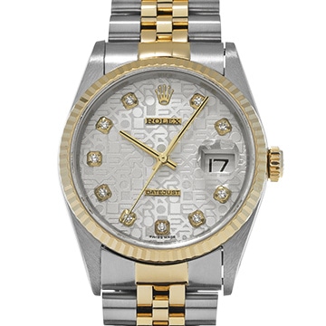 ロレックス デイトジャスト 16233G シルバーコンピュータ/ダイヤモンド メンズ 時計 【中古】【wristwatch】