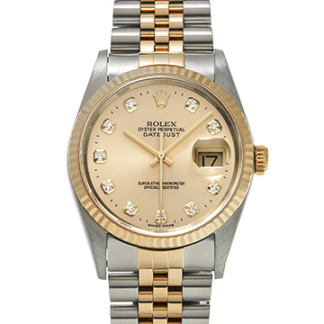 ロレックス デイトジャスト 36 16233G シャンパン/ダイヤモンド メンズ 時計 【中古】【wristwatch】