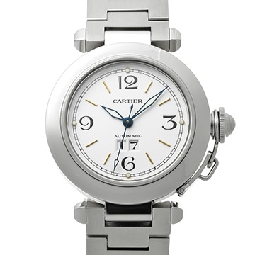 カルティエ パシャC ビッグデイト W31044M7 ホワイト ユニセックス 時計 【中古】【wristwatch】