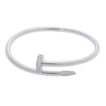 カルティエ ジュストアンクル ブレスレット #16 シルバー K18ホワイトゴールド WG レディース ジュエリー 【中古】【jewelry】