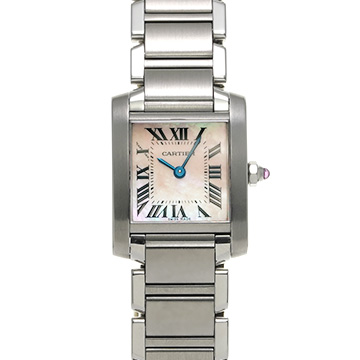 カルティエ タンクフランセーズ SM　 W51028Q3 ピンクシェル レディース 時計 【中古】【wristwatch】