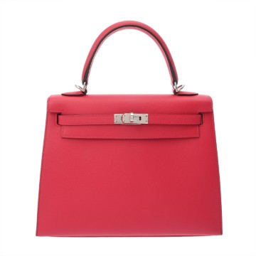 エルメス ケリー25 外縫い ローズエクストリーム ヴォーエプソン レディース バッグ 【中古】【bag】