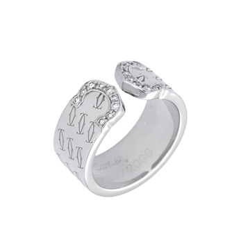 カルティエ C2リング #49　2000年クリスマス限定 シルバー K18ホワイトゴールド WG レディース ジュエリー 【中古】【jewelry】