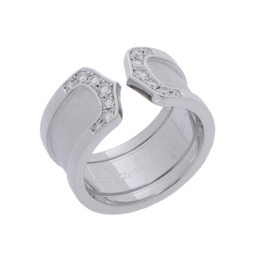 カルティエ C2リング ワイド #50 シルバー K18ホワイトゴールド WG レディース ジュエリー 【中古】【jewelry】