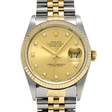 ロレックス デイトジャスト 16233G シャンパン/ダイヤモンド メンズ 時計 【中古】【wristwatch】