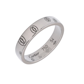 カルティエ ハッピーバースデーリング #54 シルバー K18ホワイトゴールド WG レディース ジュエリー 【中古】【jewelry】