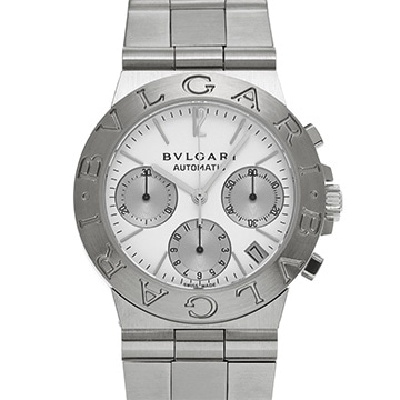 ブルガリ ディアゴノ スポーツ クロノグラフ CH35S ホワイト/シルバー メンズ 時計 【中古】【wristwatch】