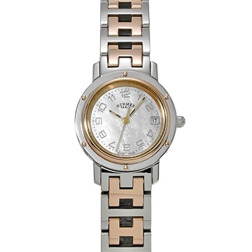 エルメス クリッパー ナクレ CL4.221 ホワイトシェル レディース 時計 【中古】【wristwatch】