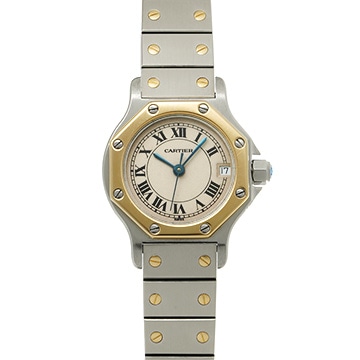 カルティエ サントス オクタゴン SM W2001683 アイボリー レディース 時計 【中古】【wristwatch】