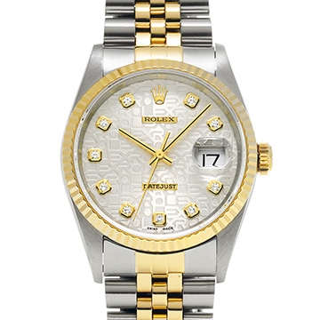 ロレックス デイトジャスト 16233G シルバーコンピュータ/ダイヤモンド メンズ 時計 【中古】【wristwatch】