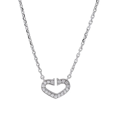 カルティエ Cハートネックレス　ダイヤモンド シルバー K18ホワイトゴールド WG レディース ジュエリー 【中古】【jewelry】