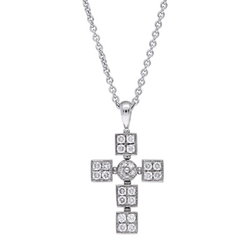 ブルガリ ルチア ラテンクロスネックレス　 シルバー K18ホワイトゴールド WG レディース ジュエリー 【中古】【jewelry】