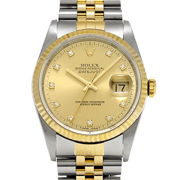 ロレックス デイトジャスト 16233G シャンパン/ダイヤモンド メンズ 時計 【中古】【wristwatch】