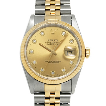 ロレックス デイトジャスト 16233G シャンパン/ダイヤモンド メンズ 時計 【中古】【wristwatch】