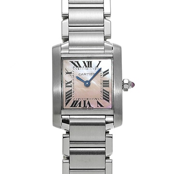 カルティエ タンクフランセーズ SM W51028Q3 ピンクシェル レディース 時計 【中古】【wristwatch】