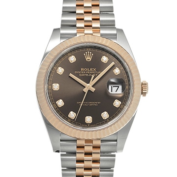 ロレックス デイトジャスト 41 126331G チョコレートブラウン/ダイヤモンド メンズ 時計 【新品】【wristwatch】