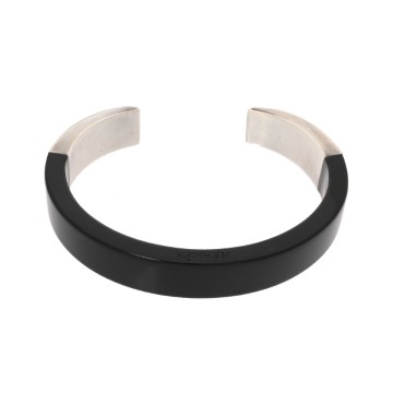 エルメス バングル M ブラック/シルバー エナメル/メタル レディース ジュエリー 【中古】【jewelry】