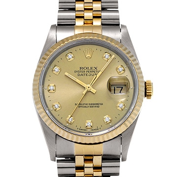 ロレックス デイトジャスト 36 16233G シャンパン/ダイヤモンド メンズ 時計 【中古】【wristwatch】