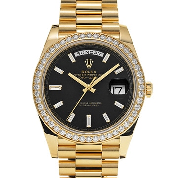 ロレックス デイデイト 40 228348RBR ブライトブラック/ダイヤモンド メンズ 時計 【中古】【wristwatch】