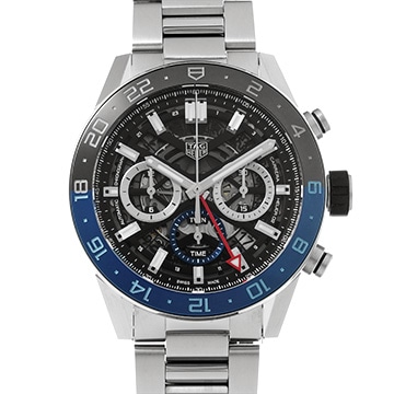 タグ ホイヤー カレラ キャリバーホイヤー02 クロノグラフ GMT CBG2A1Z.FT6157 ブラック メンズ 時計 【中古】【wristwatch】