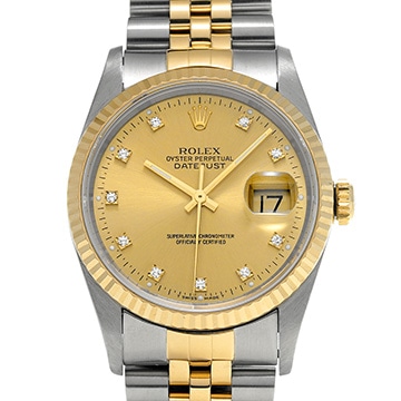 ロレックス デイトジャスト 16233G シャンパン/ダイヤモンド メンズ 時計 【中古】【wristwatch】